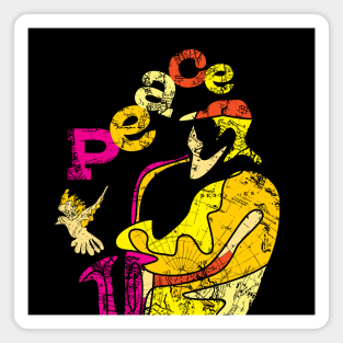 Music for Peace with Saxophone Musician Magnet